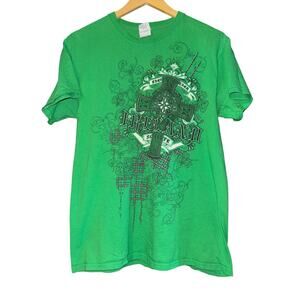 Vintage‎ Y2K Ireland T Shirt Mens Medium Mall Grunge Skater Celtic Cross Green